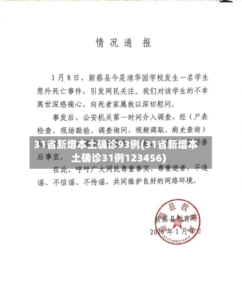 31省新增本土确诊93例(31省新增本土确诊31例123456)