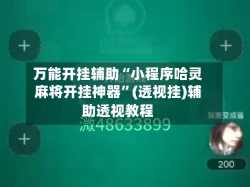 万能开挂辅助“小程序哈灵麻将开挂神器	”(透视挂)辅助透视教程-第2张图片