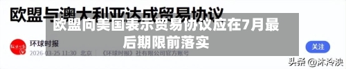 欧盟向美国表示贸易协议应在7月最后期限前落实