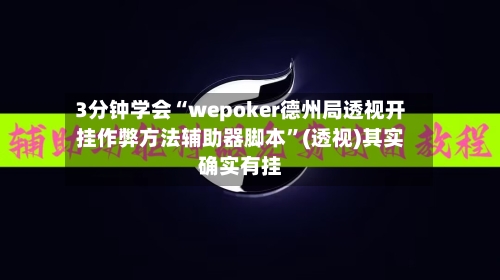 3分钟学会“wepoker德州局透视开挂作弊方法辅助器脚本”(透视)其实确实有挂-第2张图片