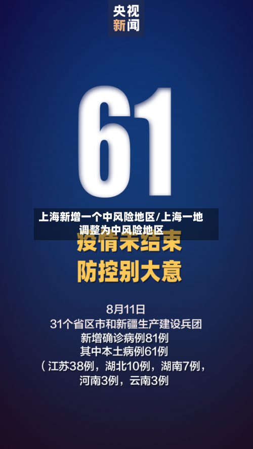 上海新增一个中风险地区/上海一地调整为中风险地区