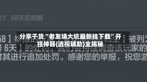 分享干货“老友填大坑最新挂下载”开挂神器{透视辅助}全揭秘