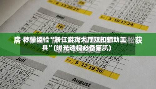 秒懂经验“浙江游戏大厅双扣辅助工具”(曝光透视必备猫腻)