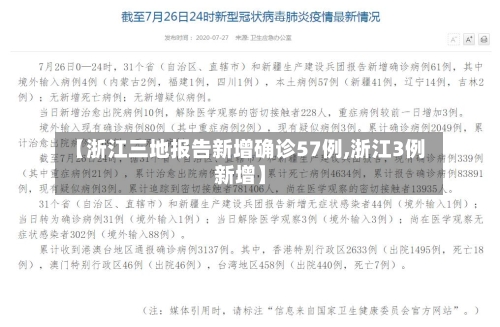 【浙江三地报告新增确诊57例,浙江3例新增】