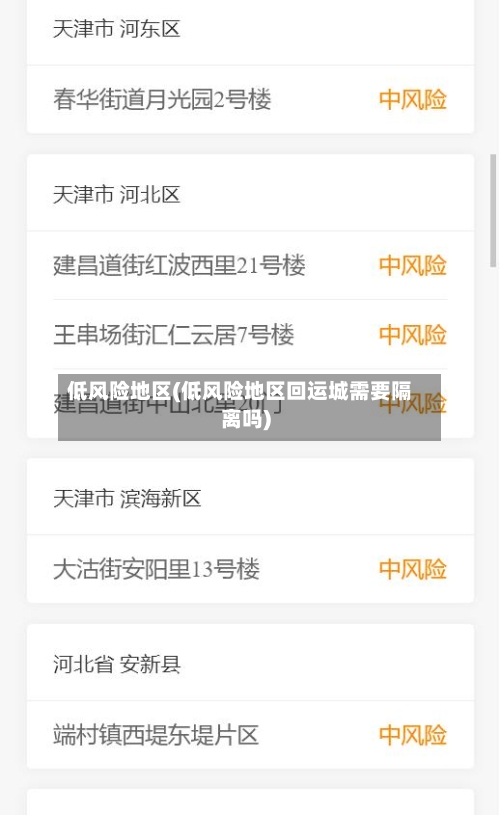 低风险地区(低风险地区回运城需要隔离吗)