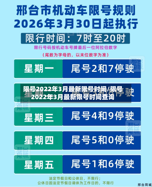限号2022年3月最新限号时间/限号2022年3月最新限号时间查询