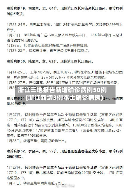 浙江三地报告新增确诊病例50例(浙江新增3例本土确诊病例)