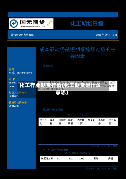 化工行业期货行情(化工期货是什么意思)