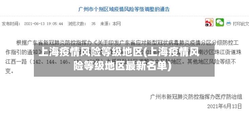 上海疫情风险等级地区(上海疫情风险等级地区最新名单)