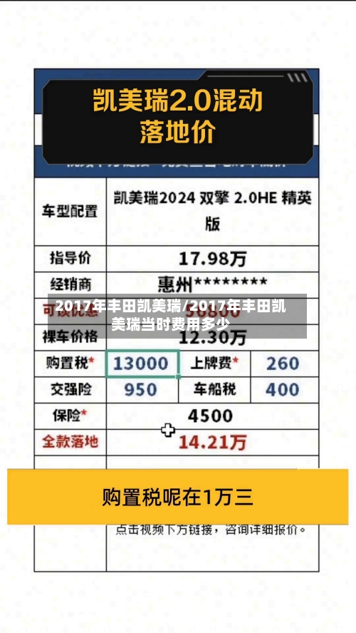 2017年丰田凯美瑞/2017年丰田凯美瑞当时费用多少