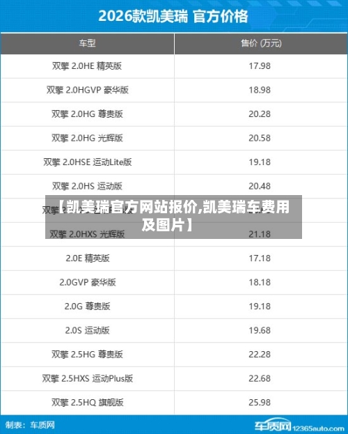 【凯美瑞官方网站报价,凯美瑞车费用及图片】