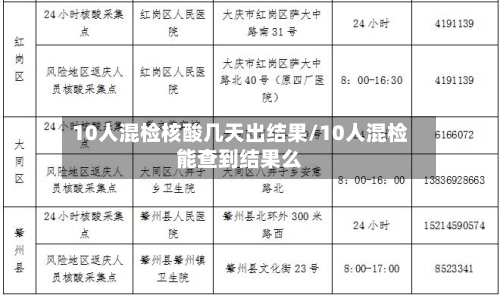 10人混检核酸几天出结果/10人混检能查到结果么