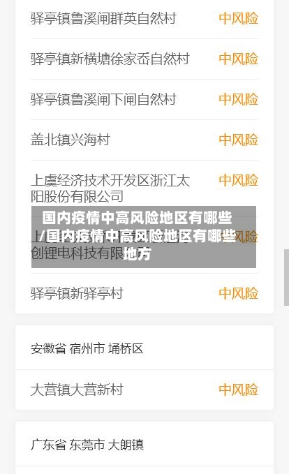 国内疫情中高风险地区有哪些/国内疫情中高风险地区有哪些地方