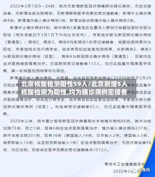 北京核酸检测阳性59人/北京新增5人核酸检测为阳性,均为确诊病例密接者