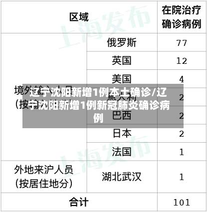 辽宁沈阳新增1例本土确诊/辽宁沈阳新增1例新冠肺炎确诊病例