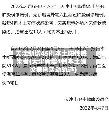 天津新增45例本土阳性感染者(天津新增4例本土确诊病例活动轨迹)