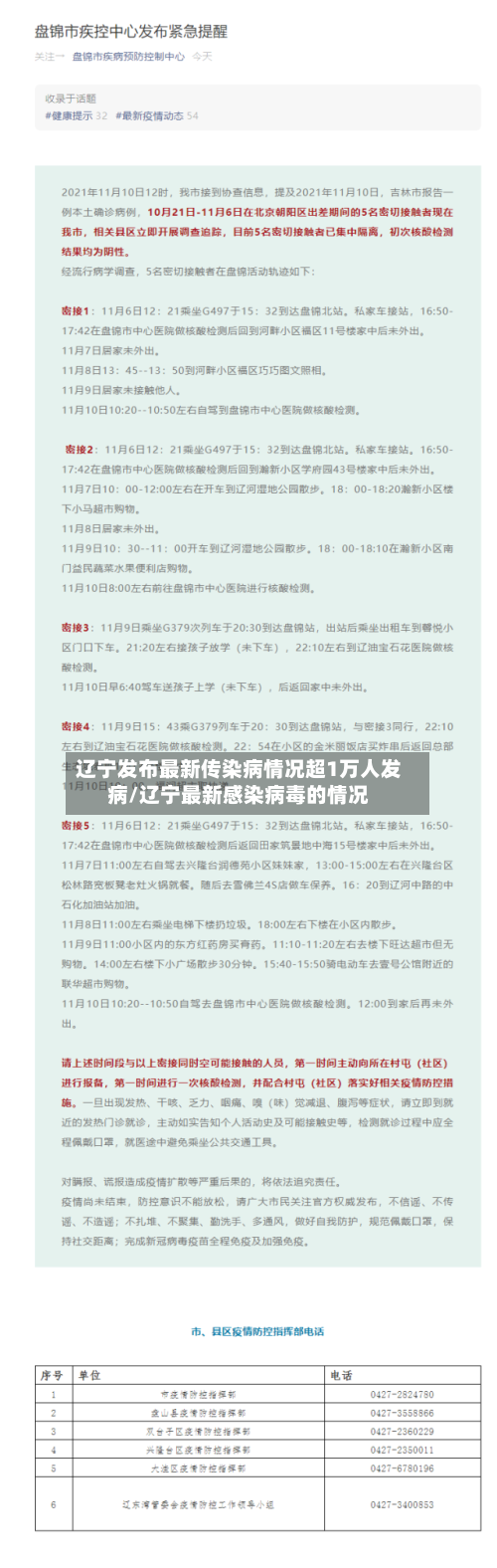 辽宁发布最新传染病情况超1万人发病/辽宁最新感染病毒的情况